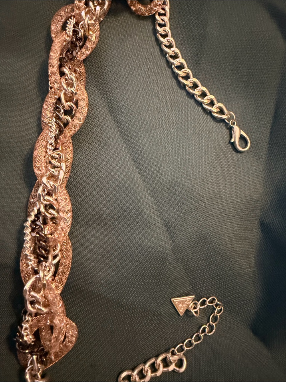 Guess Rose Gold Braided Statement Necklace and Bracelet